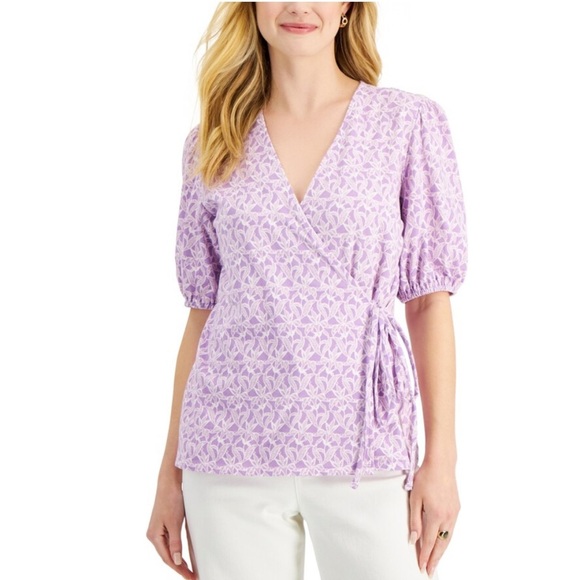 Charter Club‎ Floral Wrap-Front Knit Top Sz. XS - Picture 1 of 6